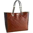D&G Dolce & Gabbana DB1093 E7496 8T116 Lily Glam Quilted Calfskin Leather Tote With Chain Straps & D&G Logo