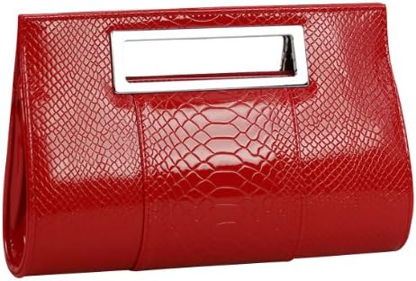 YGMB Women's Stylish Bright PU Leather Crocodile Pattern Tote Shoulder Handbag Red