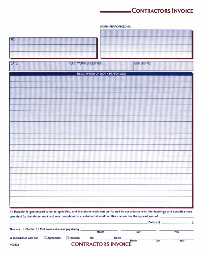 Adams Contractor Invoice Forms, 8.5 x 11.44 Inch, 3-Part,