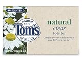 Toms of Maine Natural Clear Body Bar, Unscented, 3.8-Ounce Bars (Pack of 6)