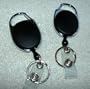 BLACK Carabiner Style Retractable Reel. Ideal For Holding A Key, ID Badge Holder, Proximity Card. Sold Individually