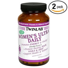 TwinLab Women's Ultra Daily Advanced Multi-Vitamin and Mineral Capsules, 120-Count Bottles (Pack of 2)