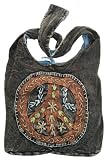 Peace Sign Embroidered Stonewashed Sling Bag