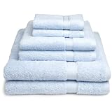 Pike Street 725-Gram 100-Percent Egyptian Cotton 6-Piece Towel Set, Sea Blue