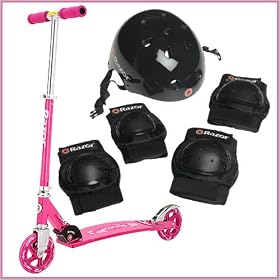 Razor Sweet Pea Cruiser Scooter with Child Helmet and Pad Set Bundle (Fits Ages 5-8)