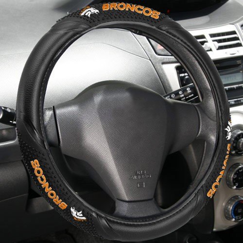 Denver Broncos Black Vinyl Massage Grip Steering Wheel Cover