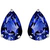 4.00 cttw 14K White Gold Plated 925 Sterling Silver Pear Shape Created Sapphire Earring Studs