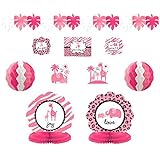 Amscan Sweet Safari Girl Baby Shower Party Decorating Kit (10 Piece), 15.6 x 10.5", White/Light Pink