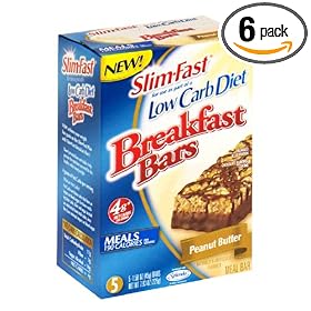 Slim-Fast Low Carb Breakfast Bars, Peanut Butter, Case Pack (Six Boxes of 5 Bars (30 Bars))