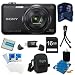 Sony DSC-WX80/B DSC-WX80 WX80 DSCWX80B 16 MP Digital Camera with 2.7-Inch LCD (Black) Bundle with 16GB SD Card, Spare Battery, Case, and Mini Tripod, SD Card Reader and MORE!