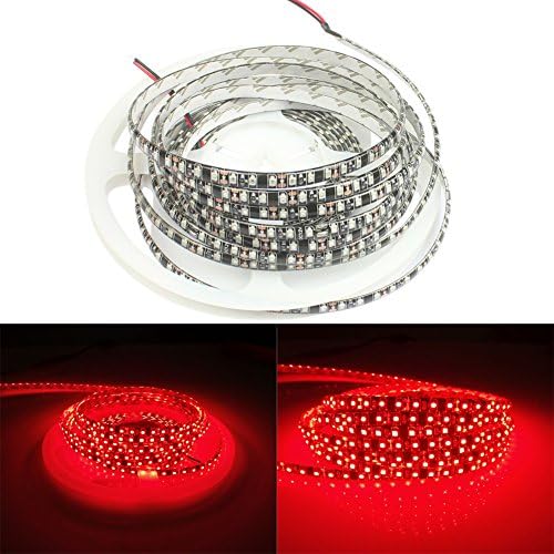 MIYOLE Black PCB Waterproof DC 12V Flexible LED Strip Lights, 600 Units 3528 LEDs,Light Strips,Pack of 16.4ft/5m[Red]