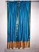 2 Picton Blue Silk Sari Curtains Gold Border Indian 84"