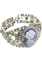Kobwa(TM) Carving Queen Statue Bangle Maiden Cuff Cameo Bracelet with Kobwa's Keyring