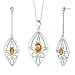 Jewelry : Vibrant Intricacy 3.00 carats Oval Shape Citrine Pendant Earrings Set in Sterling Silver