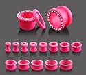 Emeco &reg; STRASS OHR UV Screw Fit Ear Flesh Tunnel PINK EA-960