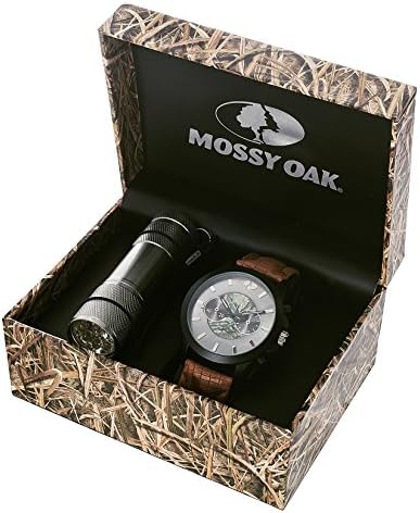 Mossy Oak Men's Camo Brown Watch with Flashlight Key Chain Set