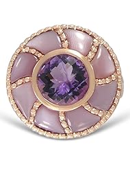 Rose Gold Overlay Sterling Silver 9mm Round Amethyst Ring, Size 7