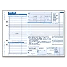 Adams Garage Repair Order Forms, 8.5 x 11 Inch, 3 Parts, 250-Count, White and Canary and White Tag (GT3811)