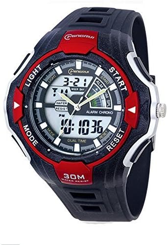 Boy's Dual Time Chronograph Luminous Waterproof Digital Watch With Alarm Red