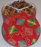 Scott's Cakes Glazed Nut Combo Macadamia Nut, Cashew, and Pecan in a Christmas Present Tin by Scott's Cakes