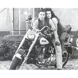 Sexy Couple on Harley Davidson B&W Art Print POSTER - 16