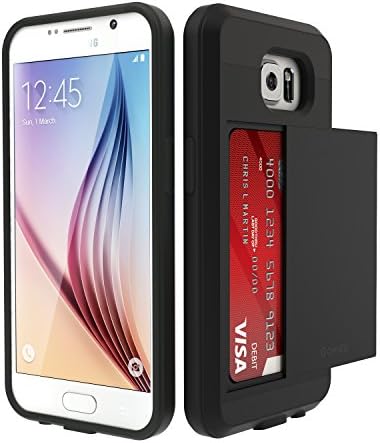 Comveo - The S6 Case Survival Kit -2 Piece Set: The S6 Survival Kit (Case + Screen Protector) - Credit Card Slot Samsung Galaxy S6 Case and Tempered Glass Screen Protector - Shockproof Protective Rugged ID Case Cover - Black