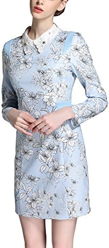 Lady Fashion Women's Autumn Peter Pan Collar Long Sleeve Floral Dress Size XS