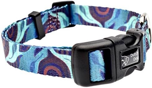 Dutch Dog Amsterdam Fashion Dog Collar, 10 to 15-Inch, Aqua Flora by Dutch Dog Amsterdam