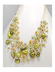Mixed Colors Japanese silk cord Fresh Water Pearl Necklace In Zinc