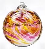 Kitras Art Glass - BIRTHDAY WISH BALL - OCTOBER - WITCH BALL - Hand Blown Glass Hanging Ornament 2-1/2" OR-WISH-02-OC