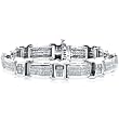 14K White Gold 7 ct. Princess Cut Three Row Diamond Bracelet