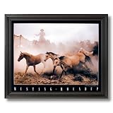 Wild Mustang Horse Roundup Western Cowboy Home Decor Wall Picture Black Framed Art Print