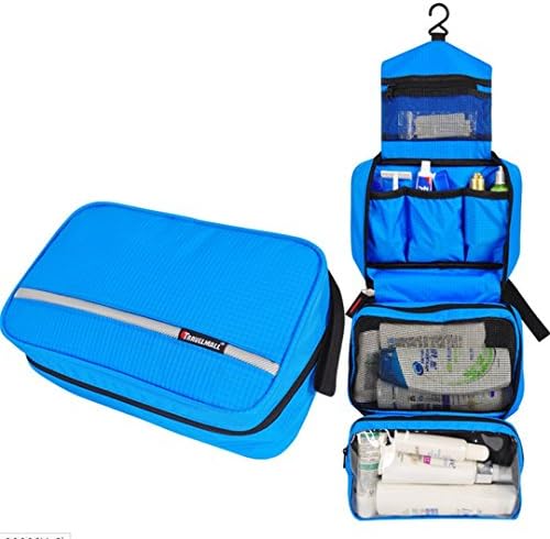 Fold Wash Bag PopZeekEr® Portable Travel Camping Hiking Toiletry Hanging Mens/Ladies Makeup Cosmetics Wash Bag (Blue)