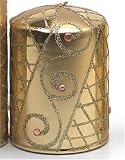100MM GOLD PILLAR CANDLE WITH GOLD DESIGN