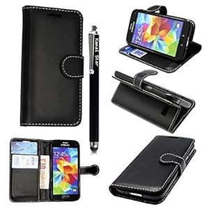 SAMSUNG GALAXY FAME S6810 PU LEATHER MAGNETIC FLIP CASE SKIN COVER POUCH + SCREEN PROTECTOR +STYLUS (Black Book)