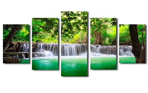 Haichuang decor art 5 panels framed waterfall canvas pa…