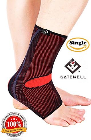 GATEWELL Light Series Elite Knitted Enwrap Ankle Support Compression Brace Sleeves For Sports, Arthritis, Joint Pain, Faster Recovery For All Types Of Outdoor Activities DARKRED - L