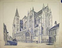 1892 VIEW TRURO CATHEDRAL ENGLAND PRETENCE OLD PRINT