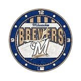 MLB Milwaukee Brewers 12-Inch Art Glass Clock