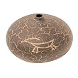 Handcrafted Terracotta Black Balloon Vase With Chic Crackle Finish And Creature Motif