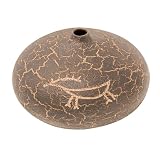 EXP Handcrafted Terracotta Black Balloon Vase With Chic Crackle Finish And Creature Motif