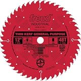 Freud LU86R012 12-Inch 48 Tooth ATB Thin Kerf General Purpose Saw Blade with 1-Inch Arbor and PermaShield Coating