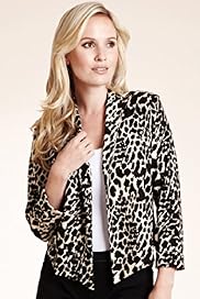 Petite Animal Print Cropped Jacket