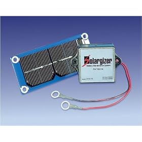 Industrial 12-Volt Solargizer w/ Lugs Model 735X130- Solar-powered system designed for heavily-used or stored vehicles and equipment such as cars, trucks, vans, RVs, construction and agricultural equipment. Eliminates sulphur from lead plates and trickle charges all 6- and 12-volt lead-acid batteries.