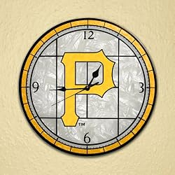 Pittsburgh Pirates 12in Art Glass Clock MLB Baseball Fan Shop Sports Team Merchandise