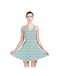 Stretchy Chevron Print Polyester/Spandex Spring Skater Dress 
