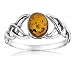 Sterling Silver Amber Celtic Love Knots Ring, Size 5