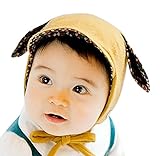 Plus Nao(プラスナオ) 赤ちゃん用帽子 ベビー帽子 ボンネット 耳つき つば付き 顎ひも付き ベビー 赤ちゃん 女の子 男の子 - ピンク