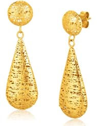 Italian Design 14K Yellow Gold Woven Drop Earring with Button Stud