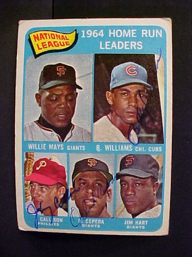 Billy Williams Chicago Cubs, Johnny Callison Philadelphia Phillies & Orlando Cepeda San Francisco Giants #4 1965 Topps Signed Autographed Baseball Card